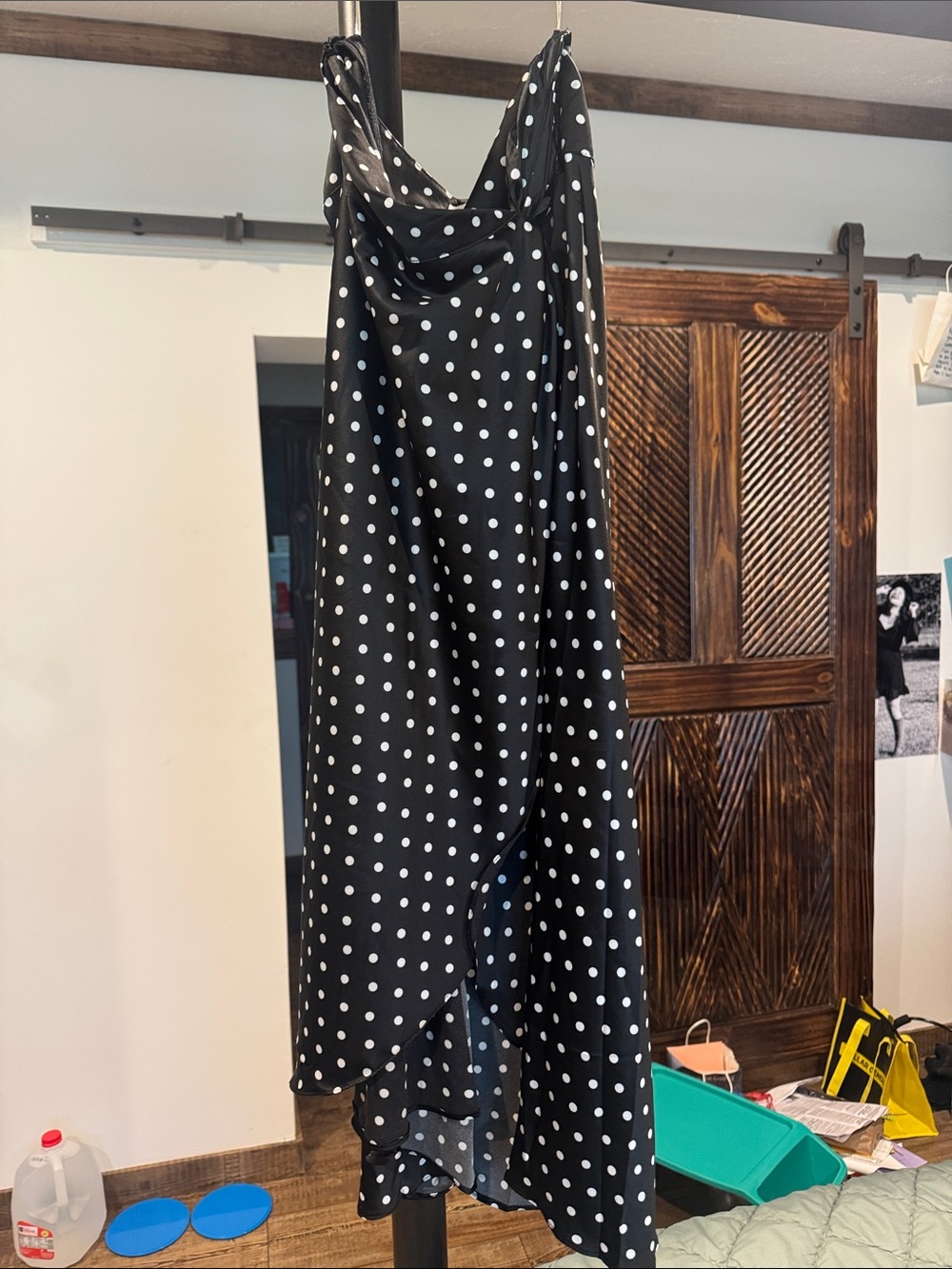 Main Strip Black White Polka Dot Slip skirt